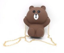 LINE布朗熊斜挎包單肩硅膠包鏈條包可妮兔女化妝 LINE布朗熊斜挎包單肩硅膠包鏈條包可妮兔女化妝